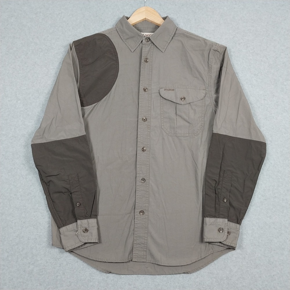 Filson Shirt Mens Small Light Olive Lightweight Shooting Cotton Nylon Field